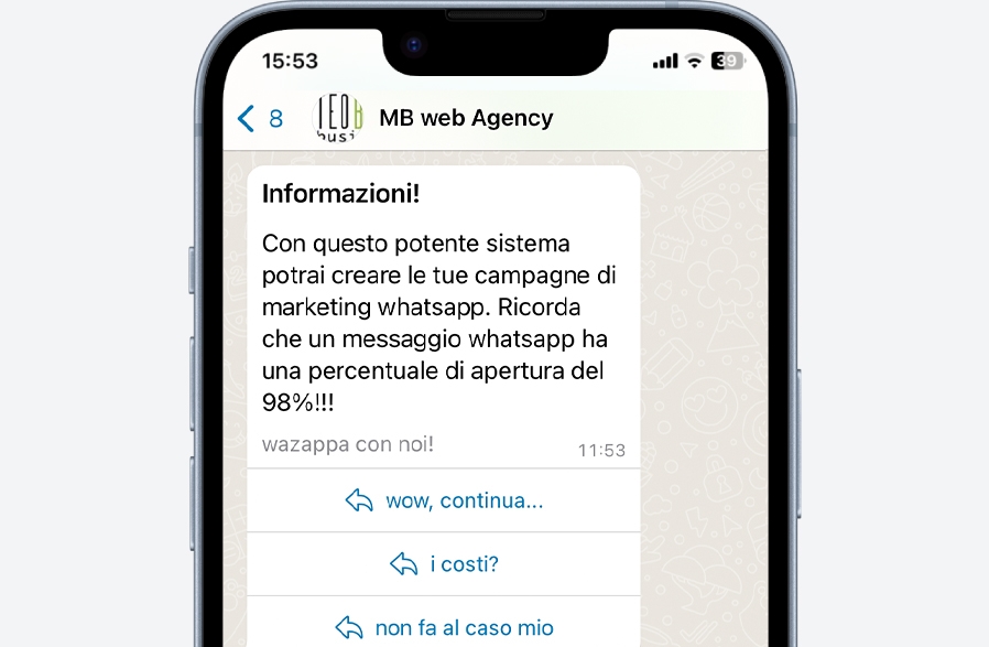 esempio di messaggio promozionale con wazappa